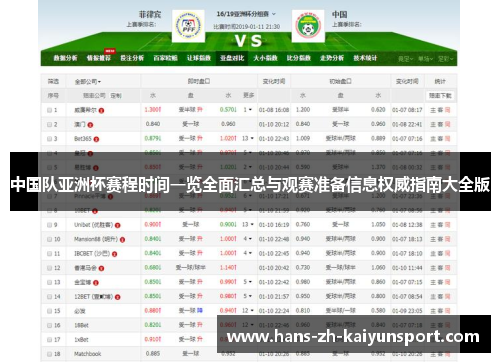 中国队亚洲杯赛程时间一览全面汇总与观赛准备信息权威指南大全版